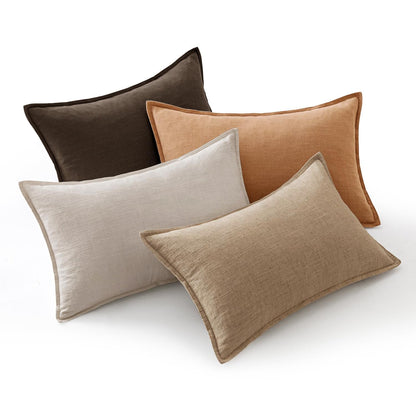 MIULEE Neutral Brown Boho Linen Pillow Covers 18x18 Inch Pack of 4