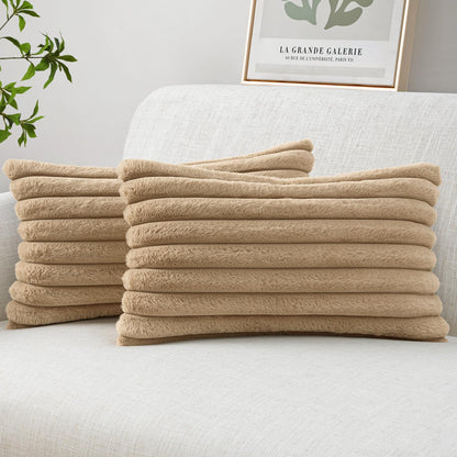 MIULEE Faux Fur Decorative Throw Pillow Covers 18x18 Set of 2 Sage Green
