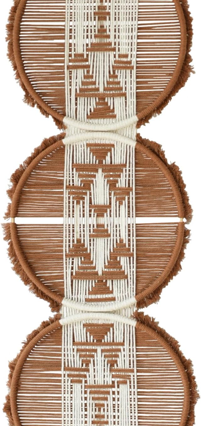 Macrame Wall Hanging Round Brown Handmade Wall Art Boho Decor 11.8"W*65"L