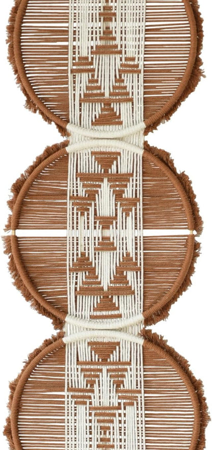 Macrame Wall Hanging Round Brown Handmade Wall Art Boho Decor 11.8"W*65"L