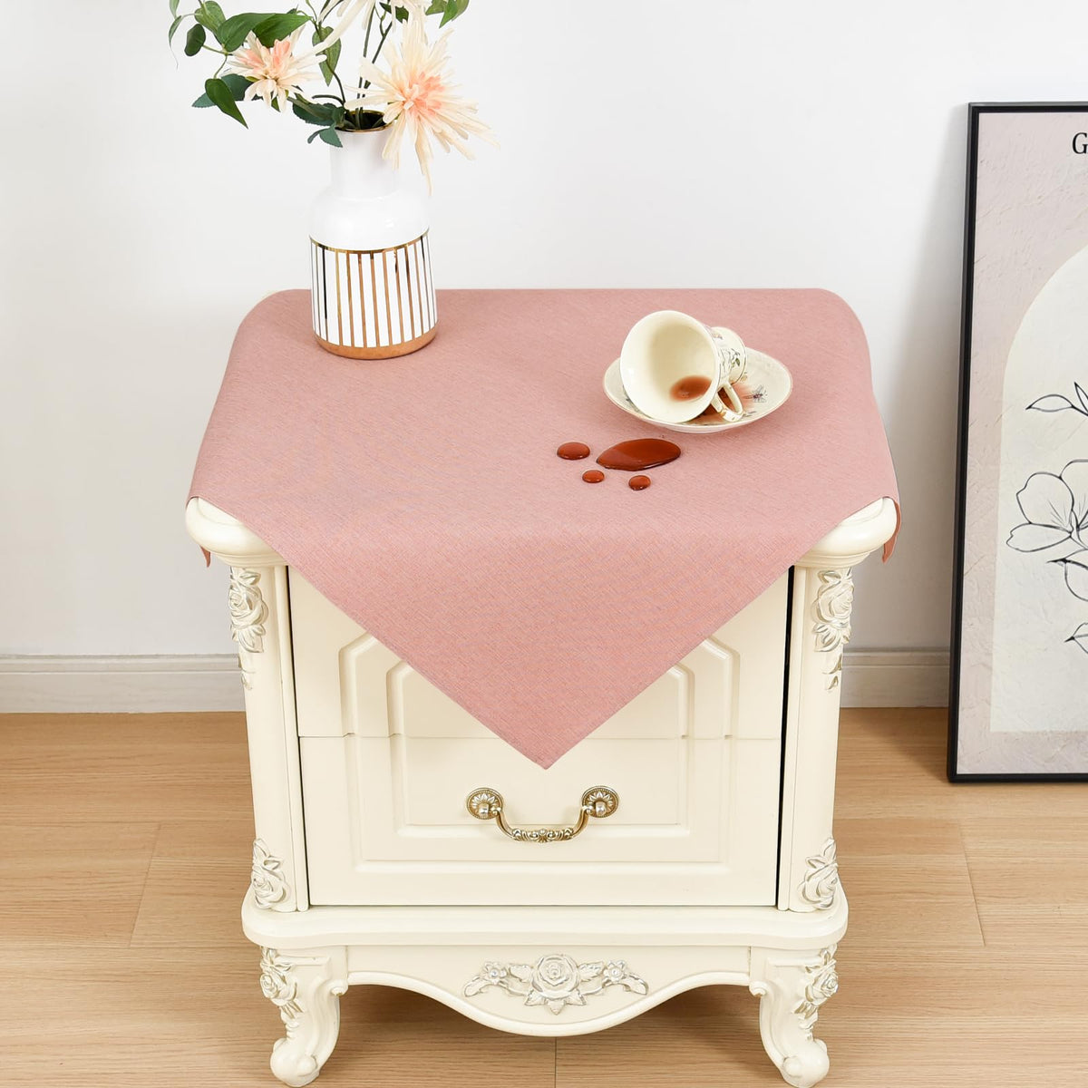 Wolkemer Oval Tablecloth 60 x 102 Inches Faux Linen Water Resistant