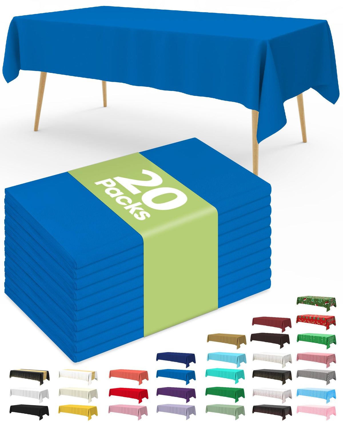 Pureegg 20 Pack White Disposable Plastic Tablecloth 54x108 Inch