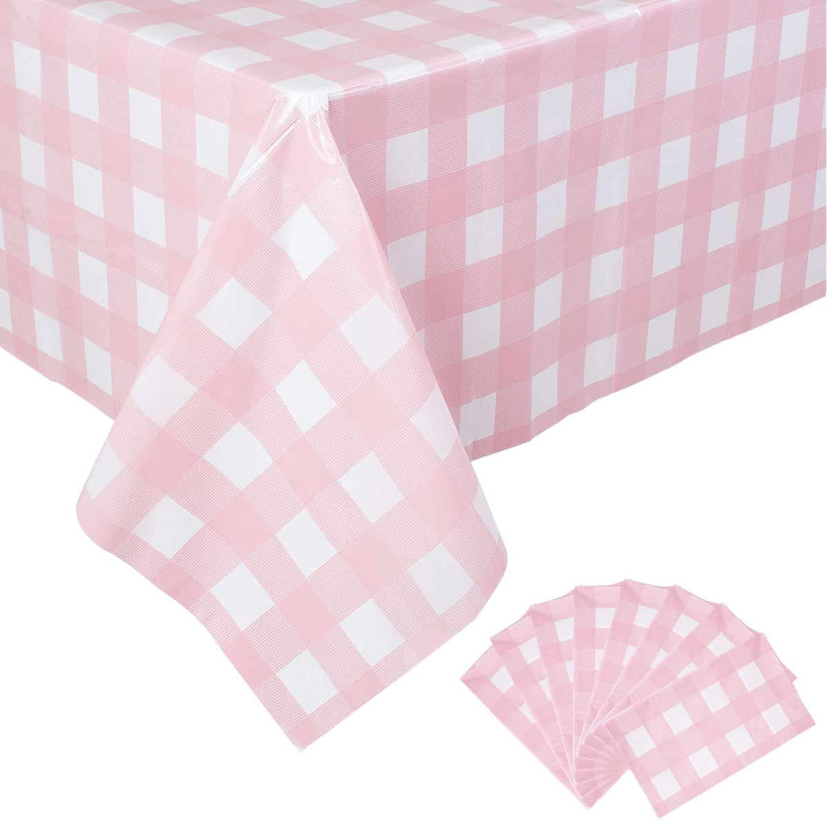 Kesfey 3 Packs Sage Green Gingham Tablecloth Sage Green and White Checkered Table Cloths 54 x 108 Inches Disposable Plastic Gingham Tablecovers Waterproof Picnic Camping Table Covers for Baby Shower