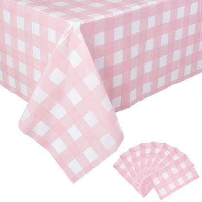 Kesfey 3 Packs Sage Green Gingham Tablecloth Sage Green and White Checkered Table Cloths 54 x 108 Inches Disposable Plastic Gingham Tablecovers Waterproof Picnic Camping Table Covers for Baby Shower