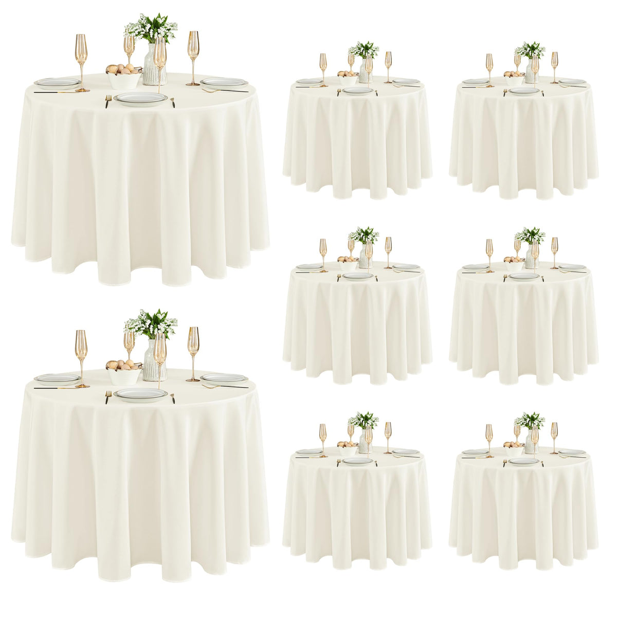 Fitable 6 Pack Ivory Tablecloths 70x120 Inch for 6-8 Ft Rectangle Tables