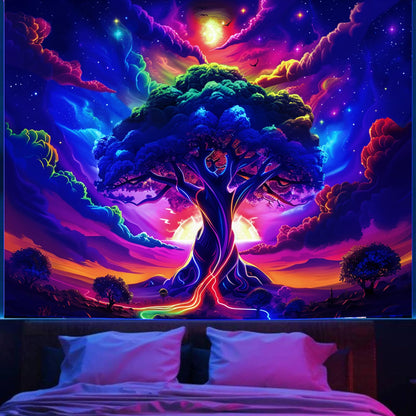 Green Boho Tapestry for Bedroom, Large Hippie Tree of Life Wall Tapestries
