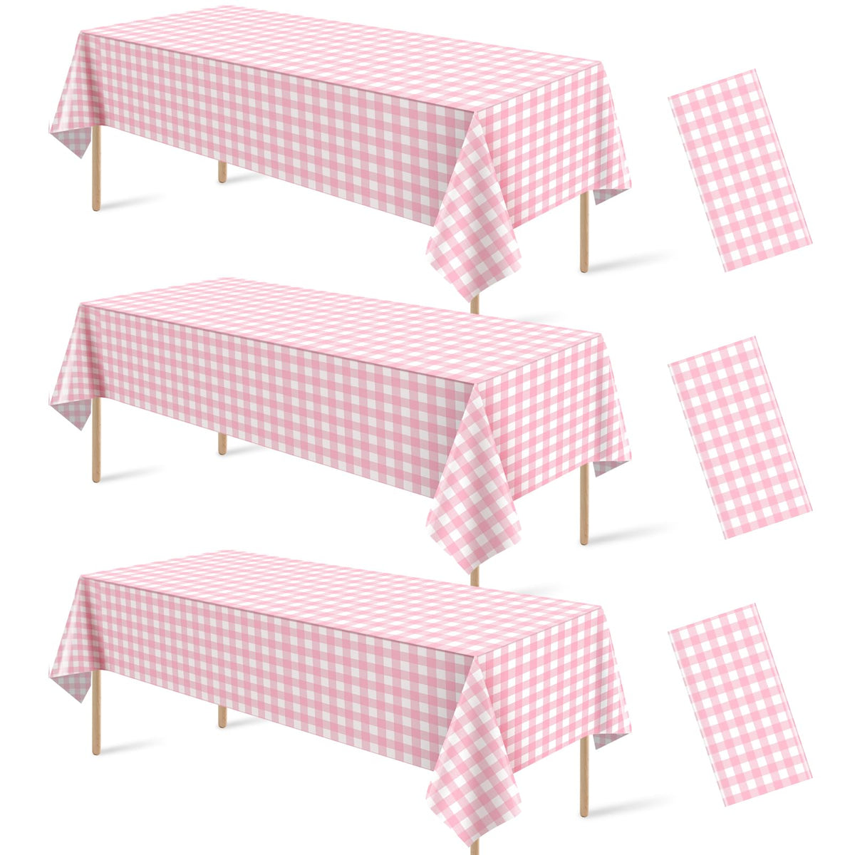 6 Pcs Sage Green Gingham Tablecloths, Checkered Table Covers 54 x 108 Inch