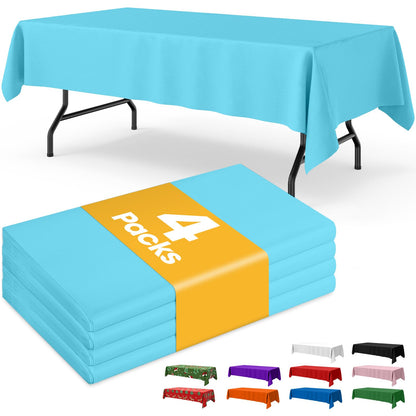 Niuara White Plastic Table Cloth - 4 Pack 54" × 108" Rectangle Disposable Tablecloths for 6FT Tables, Table Cover for Party, Holiday & Gathering Use
