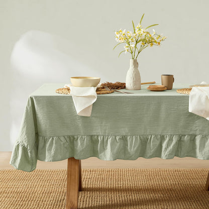 MONDAY MOOSE Gingham Checkered Farmhouse Rustic Picnic Style Decoration Rectangle Natural Stonewashed Cotton Tablecloth for Kitchen, Dining Room, Restaurant (60x102 inch, Beige)