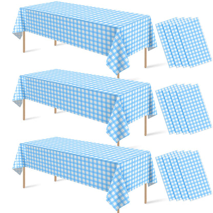 6 Pcs Sage Green Gingham Tablecloths, Checkered Table Covers 54 x 108 Inch