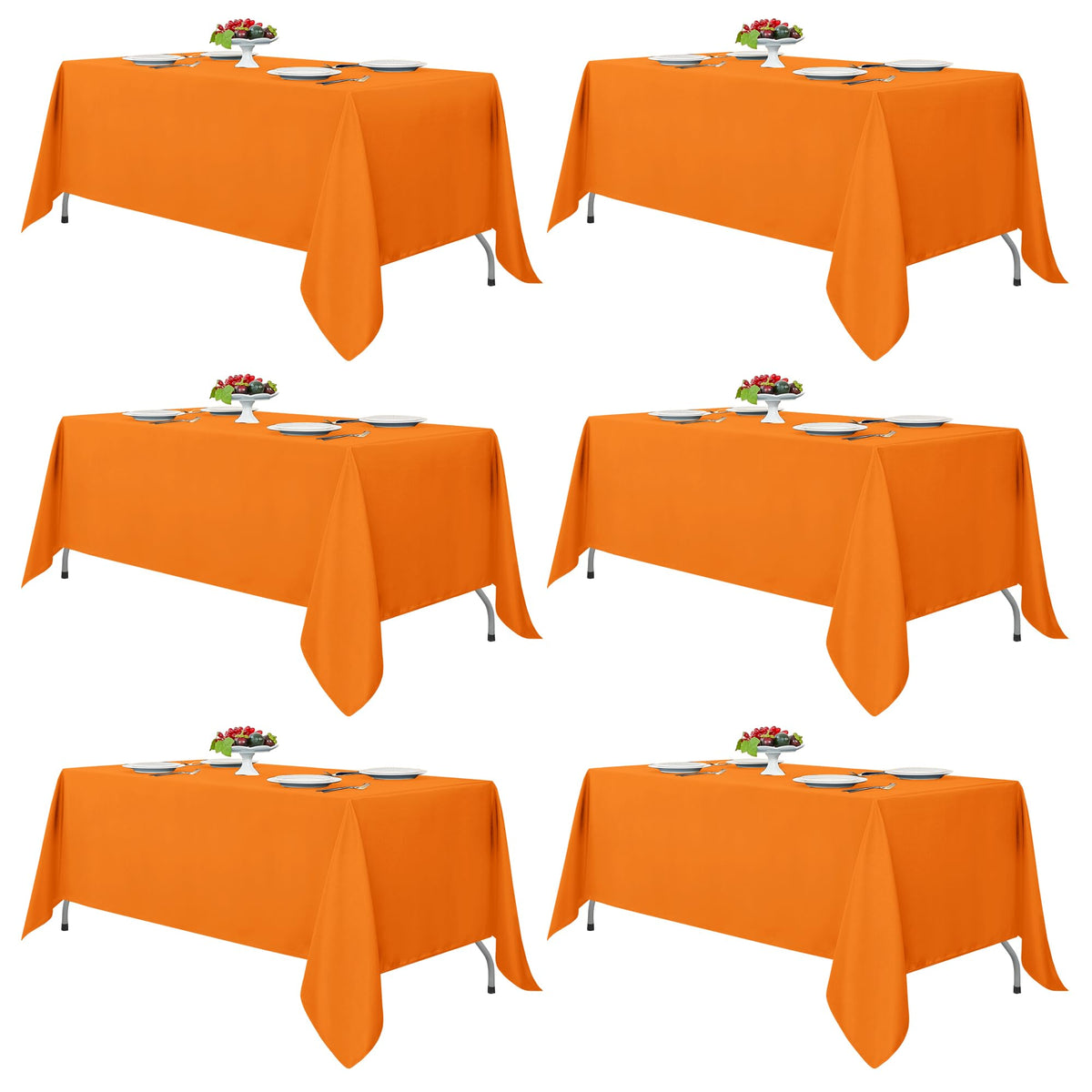 Fitable 6 Pack Ivory Tablecloths 70x120 Inch for 6-8 Ft Rectangle Tables