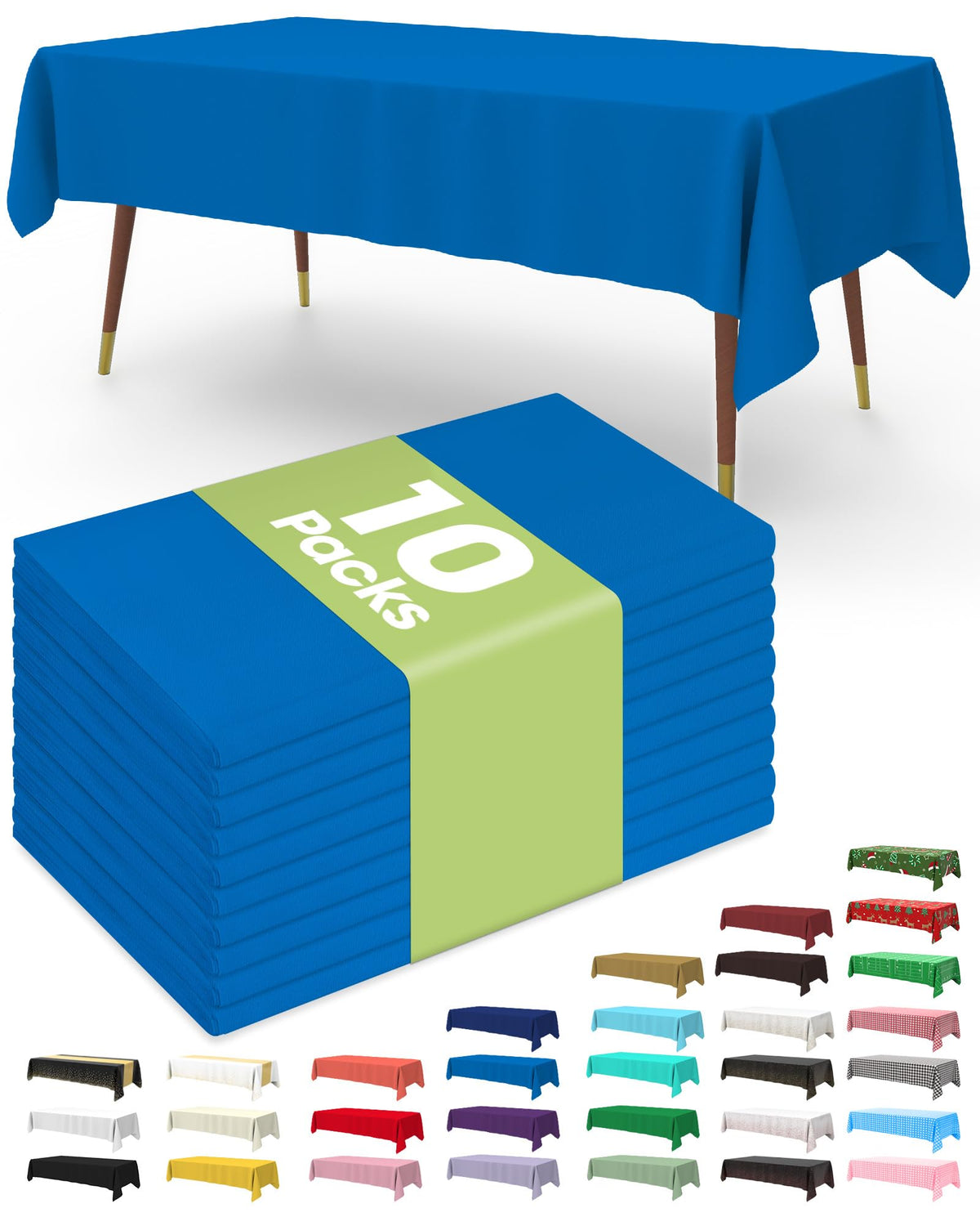 Pureegg Plastic Table Cloth Disposable 54x108 Inch 10 Pack, Beige