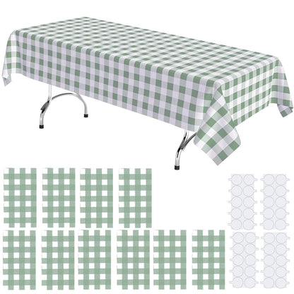 10 Pack Plastic Table Cloth, 54" × 108" White Disposable Tablecloth