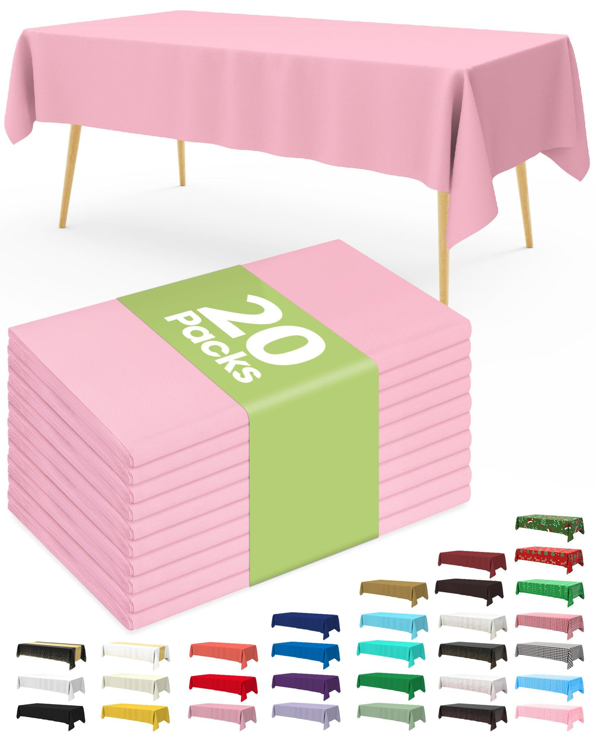 Pureegg 20 Pack White Disposable Plastic Tablecloth 54x108 Inch