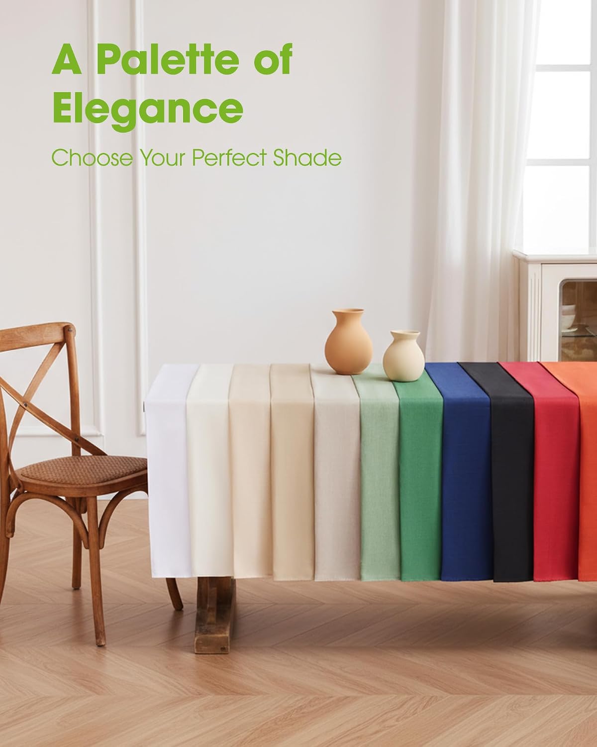 Pureegg Rectangle Linen Tablecloth Waterproof & Stain Resistant, Wrinkle-Free Table Cloth Adds Elegance and Protection, Ideal for Dining, Party, Wedding and Outdoor, 52 x 70 Inch, Sage Green