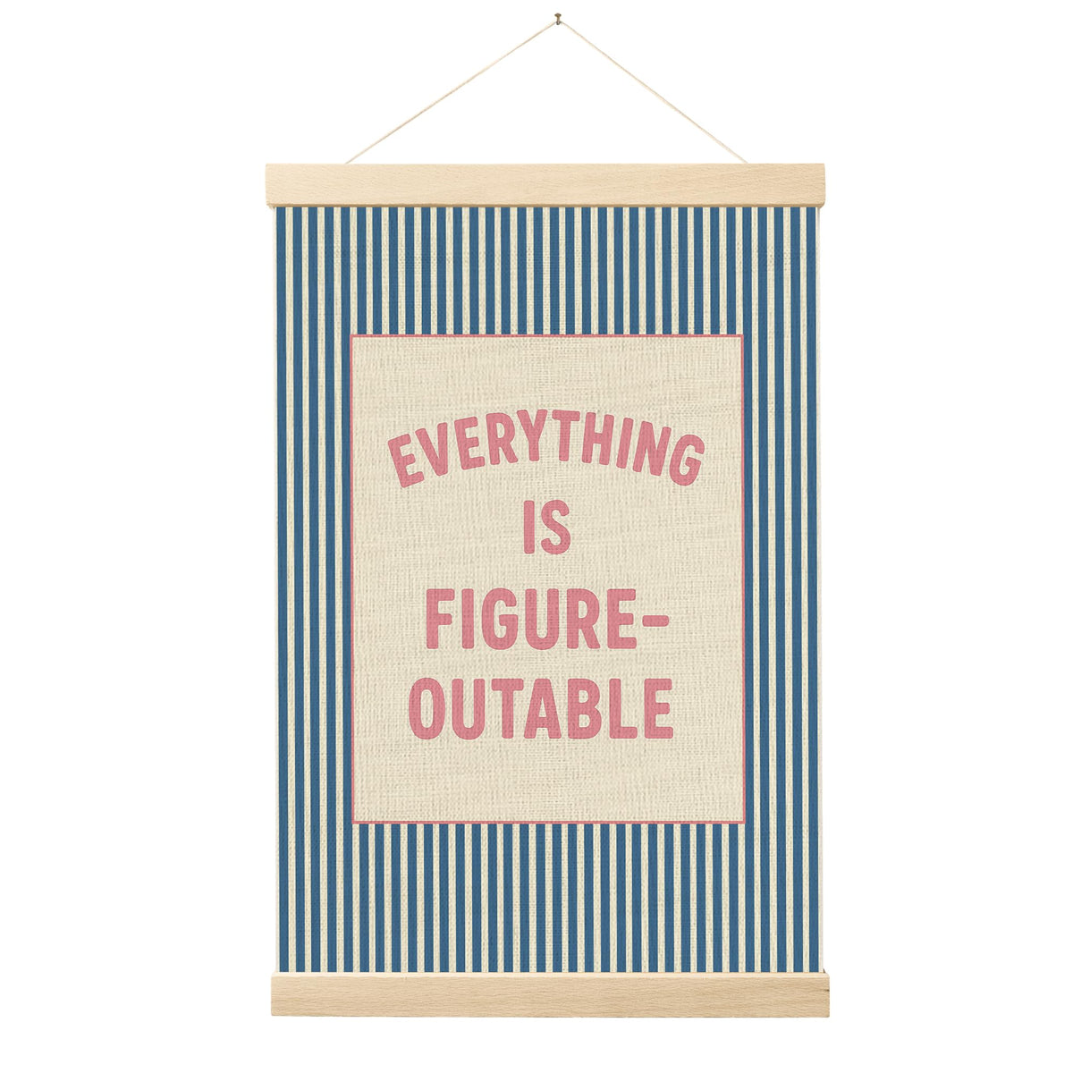 FGFK Everything Is Figureoutable Positive Affirmations Wall Art Poster Hanger Frame, Retro Pink and Green Inspirational Canvas Prints Framed Wall Decor for Office Classroom Home Bedroom, 12x16 Inch