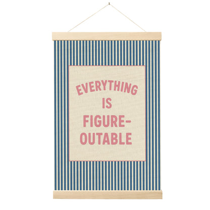 FGFK Everything Is Figureoutable Positive Affirmations Wall Art Poster Hanger Frame, Retro Pink and Green Inspirational Canvas Prints Framed Wall Decor for Office Classroom Home Bedroom, 12x16 Inch