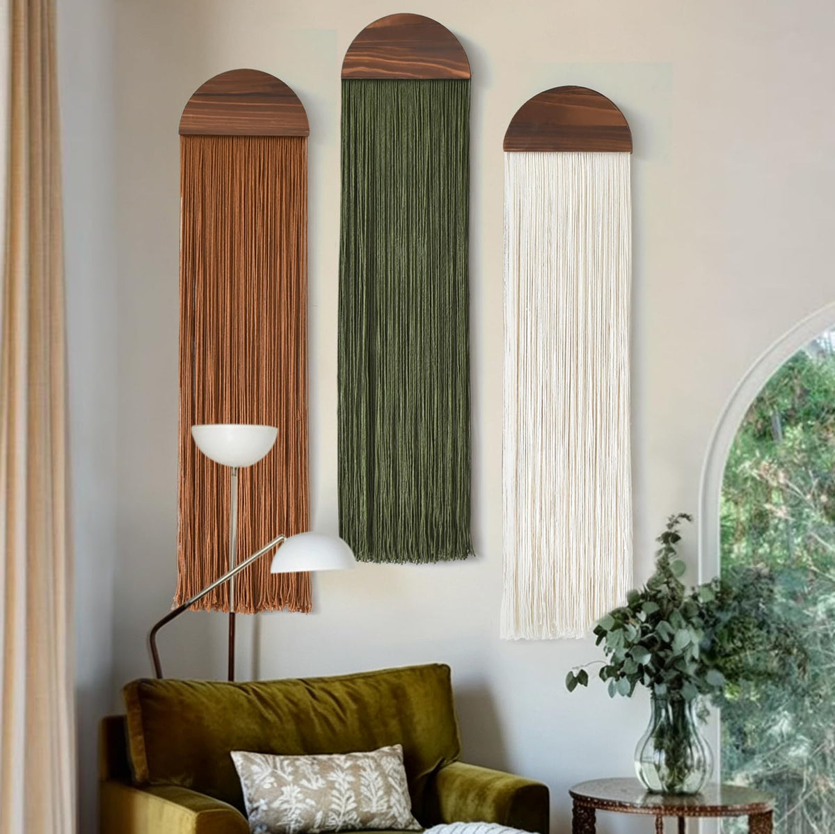 2Pcs Macrame Wall Hanging Boho wall decor Fiber Art Decor 13.7"W*51"L