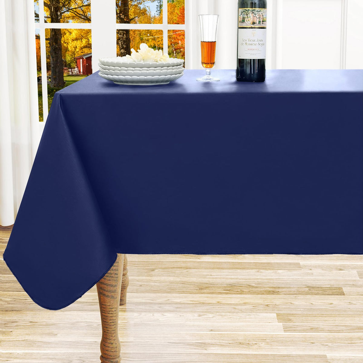 homing Rectangle Black Vinyl Waterproof Tablecloth with Flannel Backed