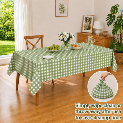 6 Pcs Sage Green Gingham Tablecloths, Checkered Table Covers 54 x 108 Inch
