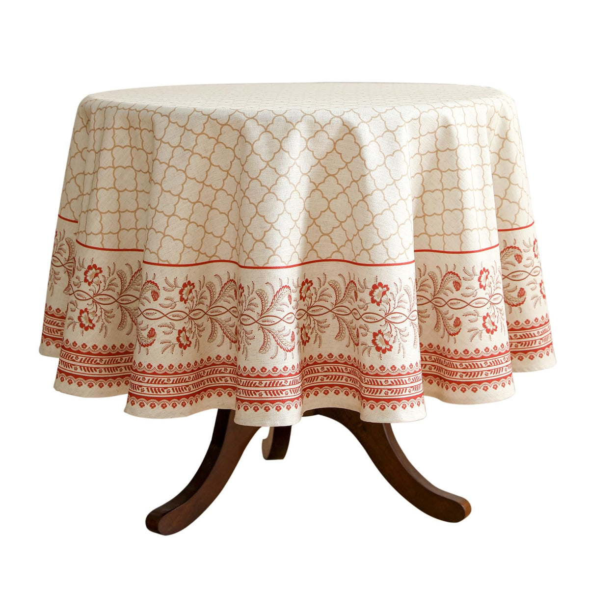 ISAENNE Designer French Linen Rectangular Tablecloth,118"x67"-Cornucopia
