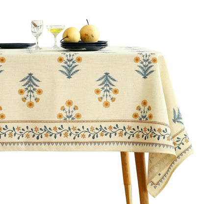 ISAENNE Designer French Linen Rectangular Tablecloth,118"x67"-Cornucopia