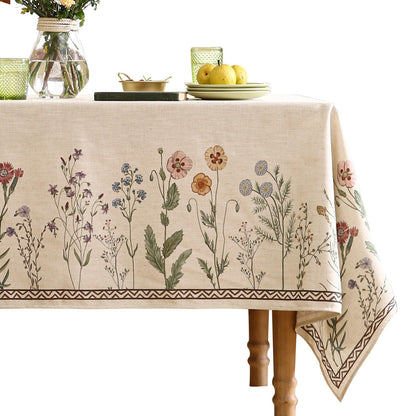 ISAENNE Designer French Linen Rectangular Tablecloth,118"x67"-Cornucopia