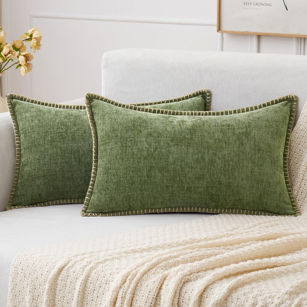 MIULEE Decorative Couch Throw Pillow Covers 18x18 Inch Sage Green 2 Pack