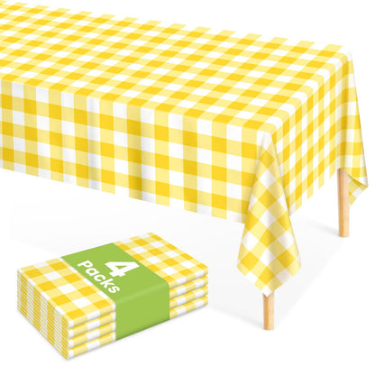 Mulbozy 4 Pcs Pink Gingham Tablecloth 54×108in, Pink Checkered Table Cloth