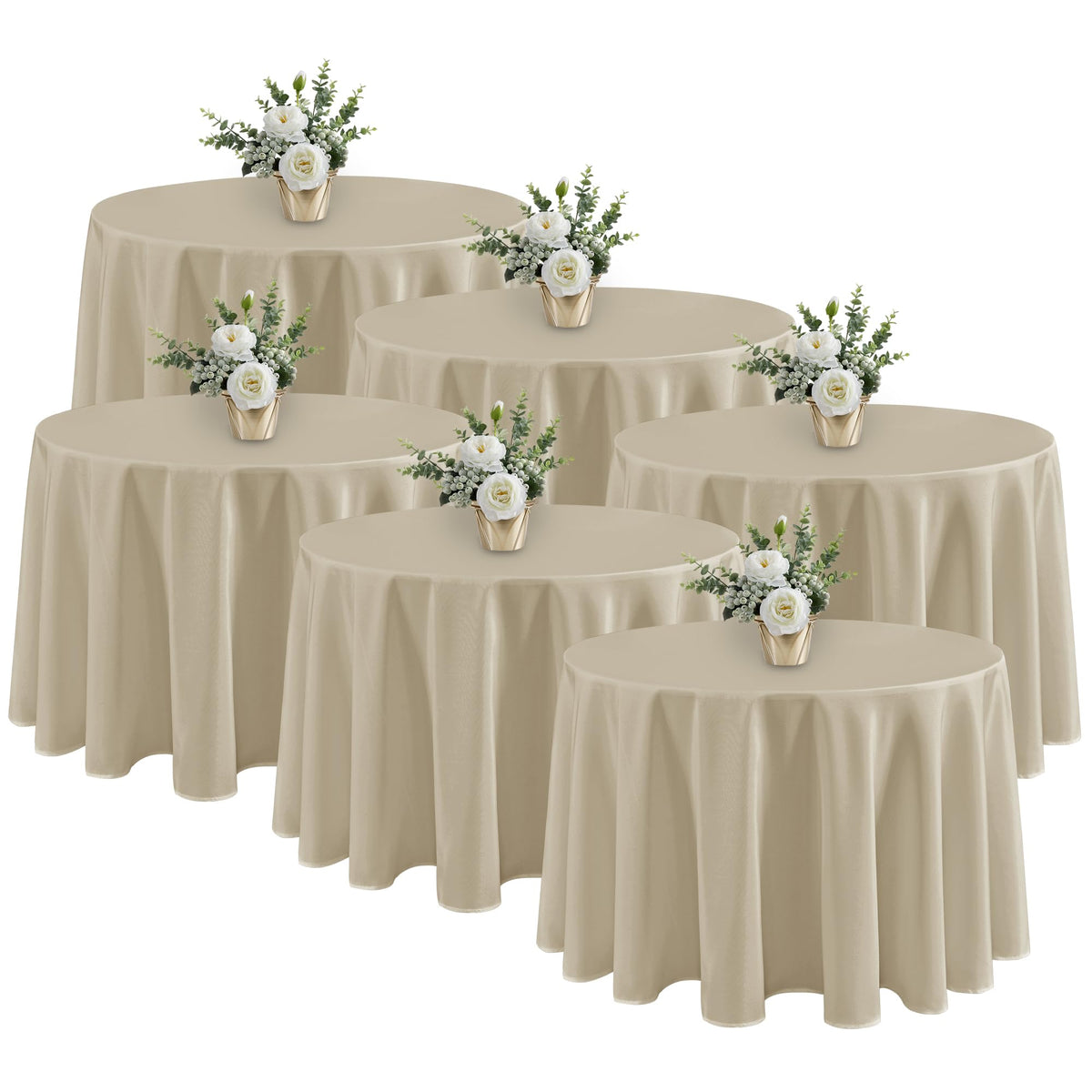 Fitable 6 Pack Ivory Tablecloths 70x120 Inch for 6-8 Ft Rectangle Tables