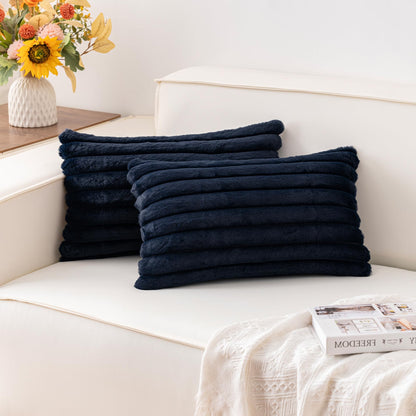 Pack of 2 Faux Fur Christmas Throw Pillow Covers 18x18 Inch, Cream White