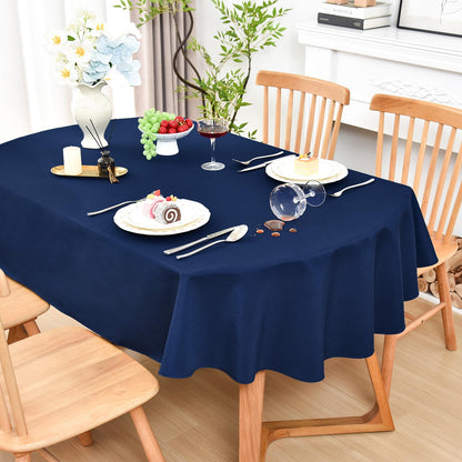 Wolkemer Oval Tablecloth 60 x 102 Inches Faux Linen Water Resistant