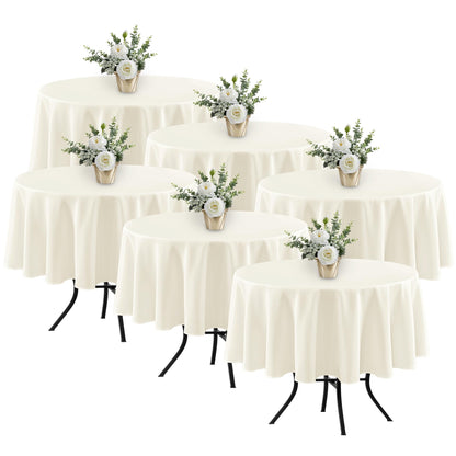 Fitable 6 Pack Ivory Tablecloths 70x120 Inch for 6-8 Ft Rectangle Tables