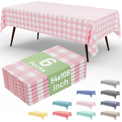 misaya 4 Packs Buffalo Disposable Table Cloth, 54 x 108 Inch Waterproof Plastic Tablecloth, Rectangle Red and White Checkered Table Covers for Picnic, Birthday, Party, Back to School