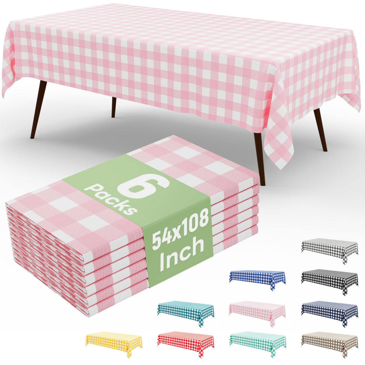 misaya 4 Packs Buffalo Disposable Table Cloth, 54 x 108 Inch Waterproof Plastic Tablecloth, Rectangle Red and White Checkered Table Covers for Picnic, Birthday, Party, Back to School