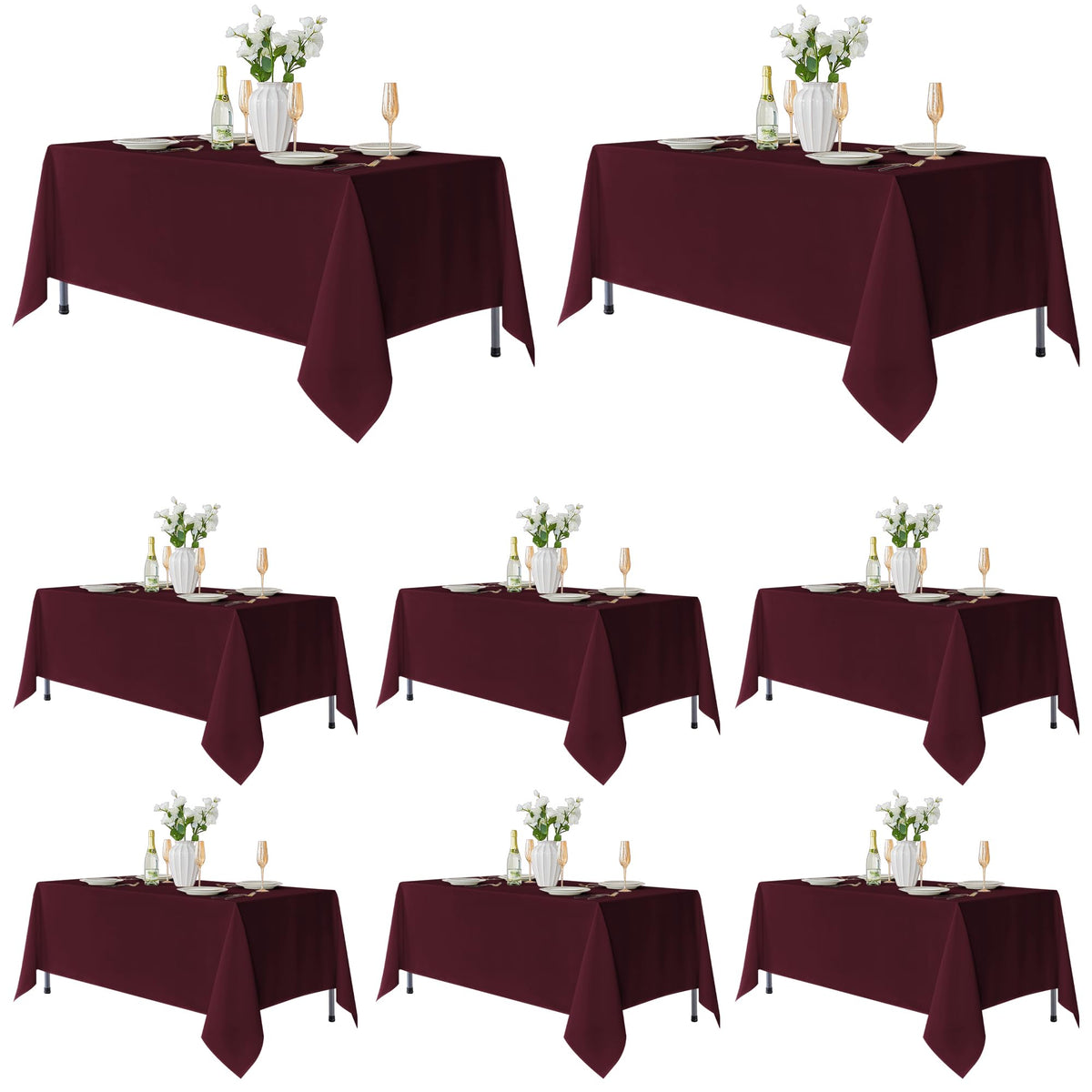 Fitable 6 Pack Ivory Tablecloths 70x120 Inch for 6-8 Ft Rectangle Tables