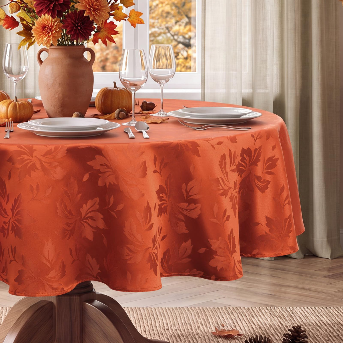 Romanstile Fall Jacquard Rectangle Tablecloth, Thanksgiving Dining Decor