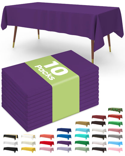 Pureegg Plastic Table Cloth Disposable 54x108 Inch 10 Pack, White