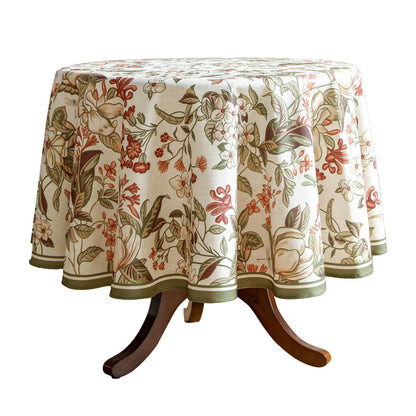 ISAENNE Designer French Linen Rectangular Tablecloth,118"x67"-Cornucopia