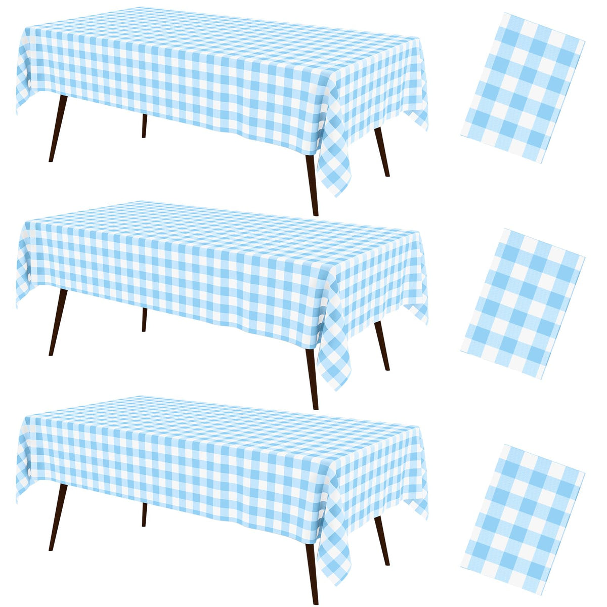misaya 3 Packs Khaki White Buffalo Gingham Plastic Disposable Table Cloth