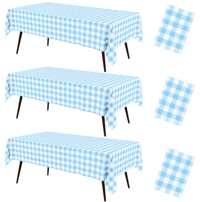 misaya 3 Packs Khaki White Buffalo Gingham Plastic Disposable Table Cloth