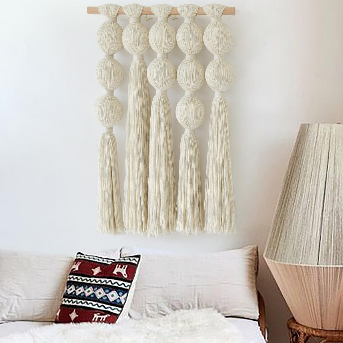 Jakalin Macrame Wall Hanging Handmade Yarn Fiber Art Boho Decor 27"Wx 22"L