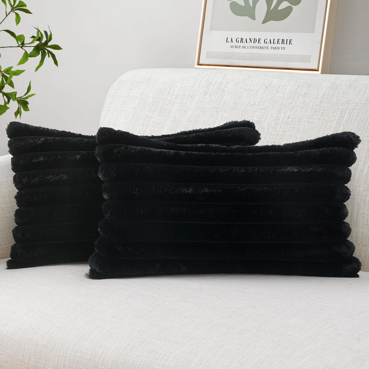 MIULEE Faux Fur Decorative Throw Pillow Covers 18x18 Set of 2 Sage Green