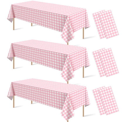 6 Pcs Sage Green Gingham Tablecloths, Checkered Table Covers 54 x 108 Inch