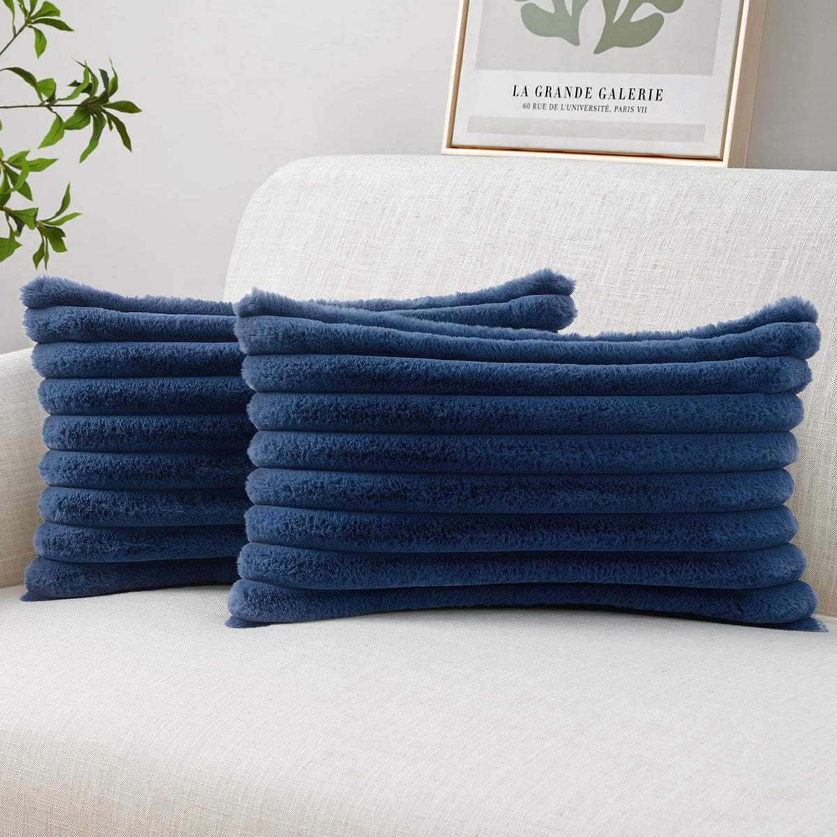 MIULEE Faux Fur Decorative Throw Pillow Covers 18x18 Set of 2 Sage Green
