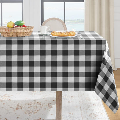 Softalker Gingham Tablecloth Rectangle, Black and White, 60 x 84 Inch