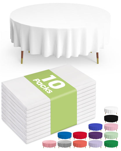 Pureegg Plastic Table Cloth Disposable 54x108 Inch 10 Pack, White