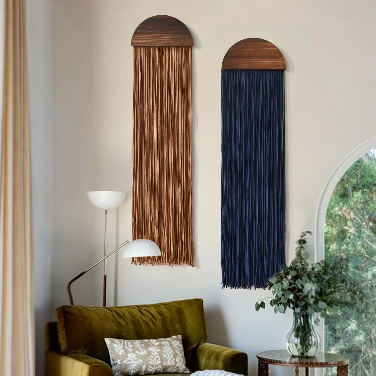 2Pcs Macrame Wall Hanging Boho wall decor Fiber Art Decor 13.7"W*51"L