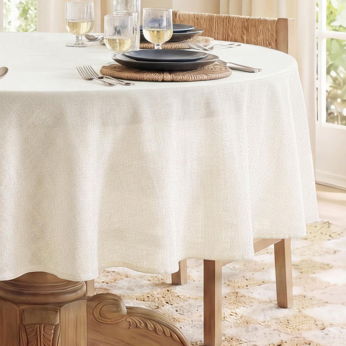 NOVILYS Rust Fall Rectangle Tablecloth with Linen Textured, 60 x 84 Inch