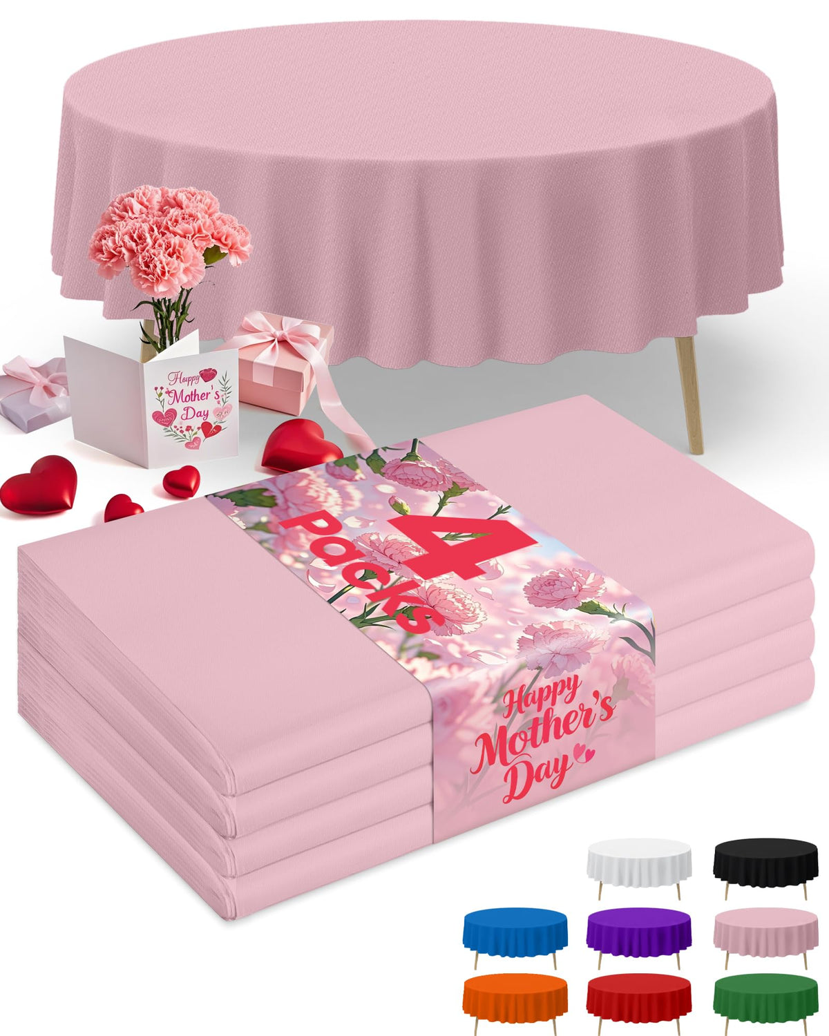 Niuara White Plastic Table Cloth - 4 Pack 54" × 108" Rectangle Disposable Tablecloths for 6FT Tables, Table Cover for Party, Holiday & Gathering Use